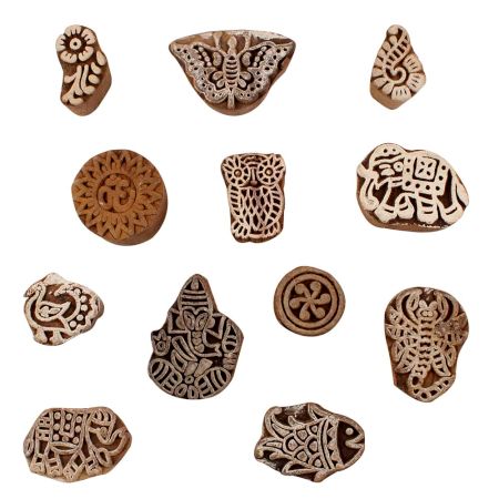 Set of 12 Piece New Mix Wooden Printing Blocks